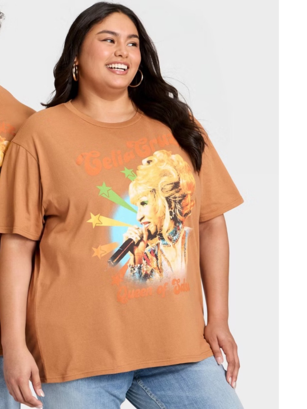 Celia Cruz Graphic Tee - Rust Orange Short Sleeve